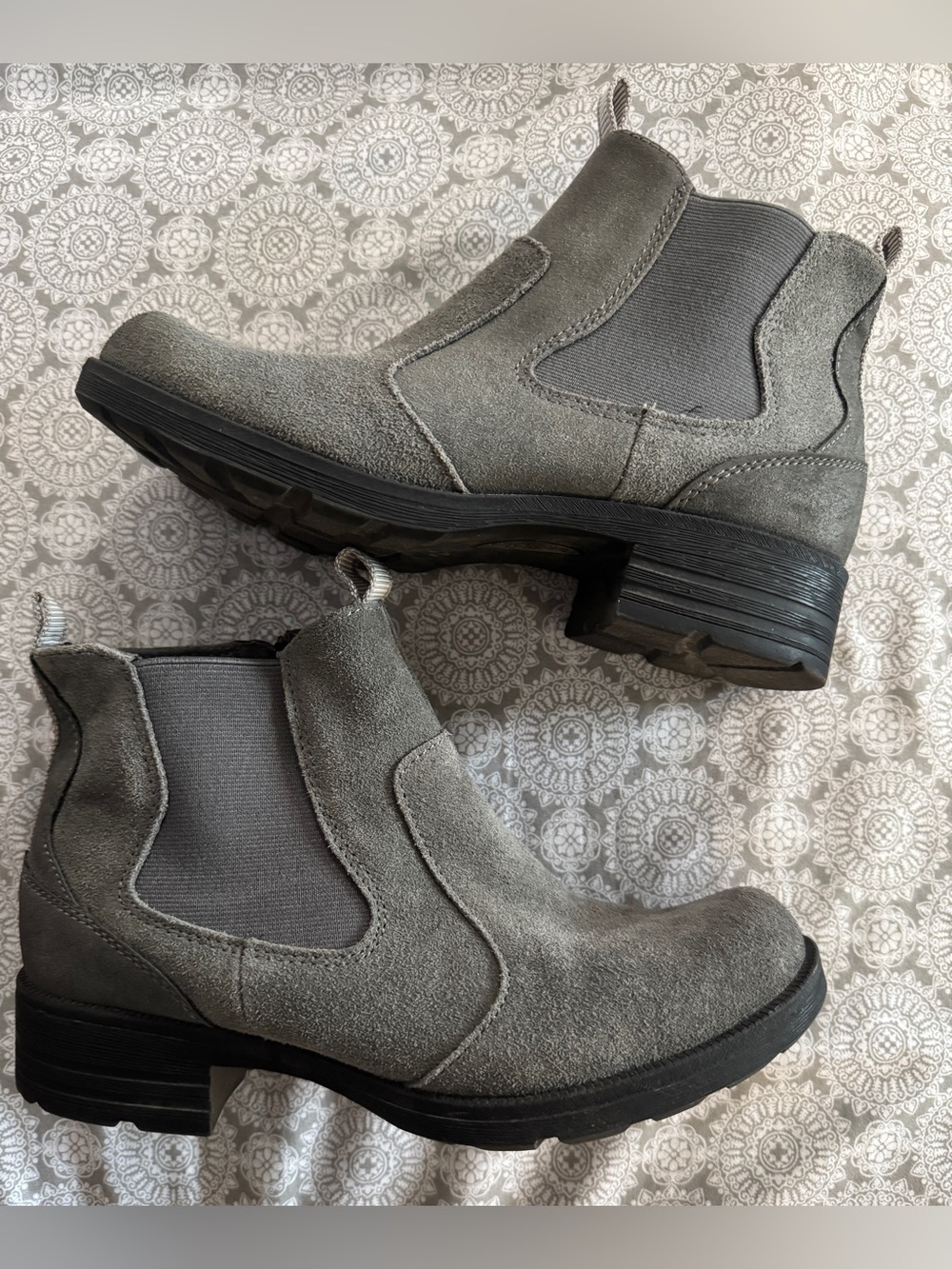 Earth Origins Gray Suede Chelsea Ankle Boots